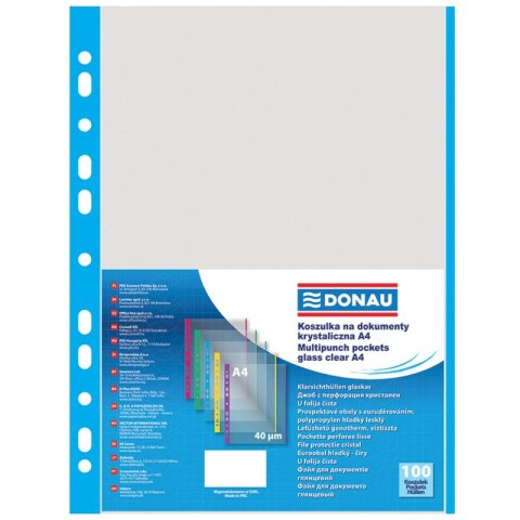 Koszulki Donau A4/40µm (brzeg niebieski) groszkowe 100szt