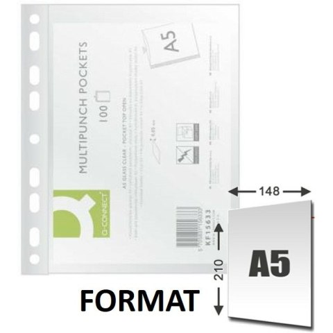 Koszulki Q-Connect A5/50µm krystaliczne 100szt