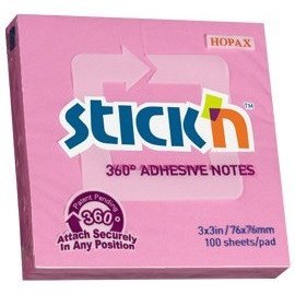 KARTECZKI STICK'N 76*76mm RÓŻOWE (100)