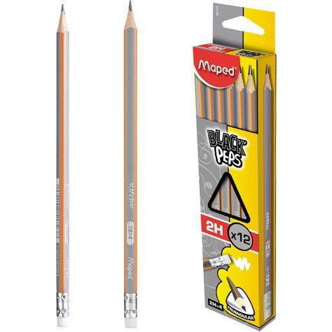 OŁÓWEK DREWNIANY MAPED BLACK'PEPS 2H Z GUMKĄ