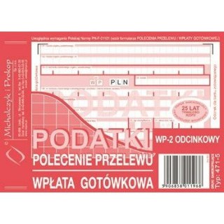PODATKI - POLECENIE PRZELEWU/WPŁATA GOTÓWKOWA A6 (O+1K)