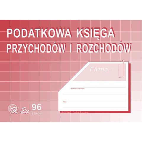 PODATKOWA KSIĘGA PRZYCHODÓW I ROZCHODÓW A4 96 KART