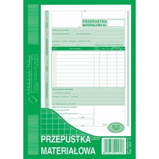 PRZEPUSTKA MATERIAŁOWA A5 (O+1K)