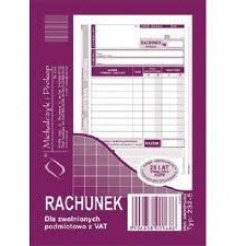 RACHUNEK DLA ZWOLNIONYCH Z VAT A6 (WIELOKOPIA)