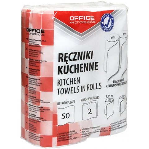 Ręczniki w rolce Office Products 9.25m 2w celuloza białe 2szt
