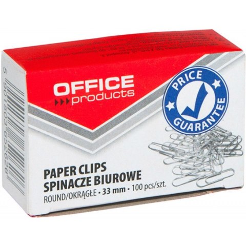 Spinacze biurowe Office Products 33mm okrągłe (100)