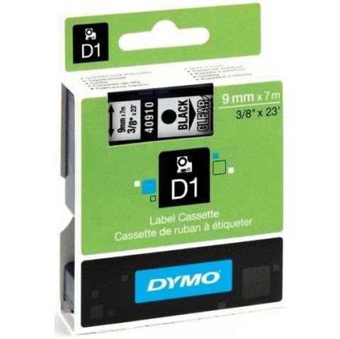 TAŚMA DYMO D1 9mm*7m PRZEZROCZYSTA (CZARNY TEKST)