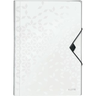 Teczka PP z gumką Leitz Wow A4 6 przegródek biała