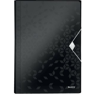 Teczka PP z gumką Leitz Wow A4 6 przegródek czarna