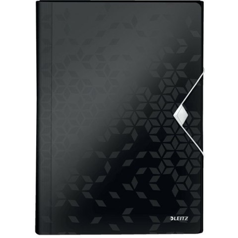 Teczka PP z gumką Leitz Wow A4 6 przegródek czarna