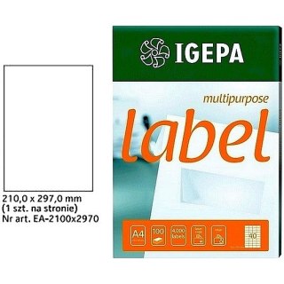 ETYKIETY A4 IGEPA 210*297mm BIAŁE (100)