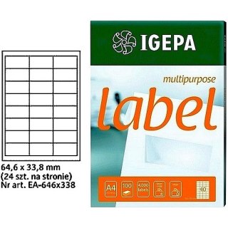 ETYKIETY A4 IGEPA 64,6*33,8mm BIAŁE (100)