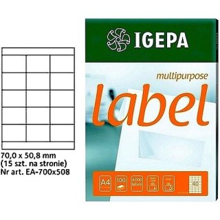 ETYKIETY A4 IGEPA 70,0*50,8mm BIAŁE (100)