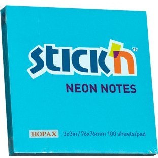 KARTECZKI STICK'N 76*76mm NIEBIESKIE NEON (100)