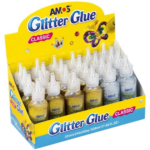 KLEJ Z BROKATEM AMOS 22ml 18 ZŁOTY + 6 SREBRNY (24)