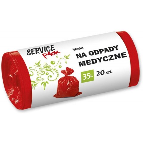 WORKI NA ODPADY MEDYCZNE 35L LDPE CZERWONE 20szt