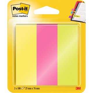 ZAKŁADKI POST-IT 26x76mm 3 KOLORY (3x100)