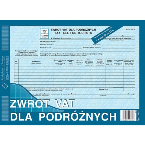 ZWROT VAT DLA PODRÓŻNYCH A4 (OFFSET)