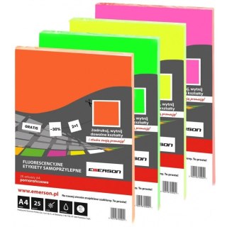 Etykiety Emerson A4 210x297mm różowe 25szt
