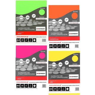 Etykiety Emerson A4 śr.40mm różowe (25)