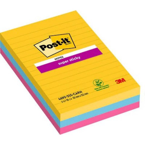 Karteczki Post-it Super Sticky 101x152mm linie Rio De Janeiro (3x90)