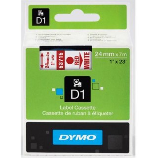 TAŚMA DYMO D1 24mm*7m BIAŁA (CZERWONY TEKST)