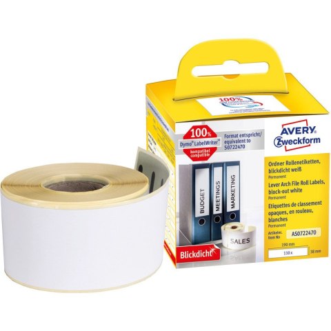 Etykiety na rolce Avery Zweckform 190x38mm białe 110szt