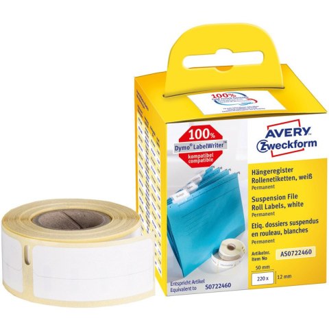Etykiety na rolce Avery Zweckform 50x12mm białe 220szt