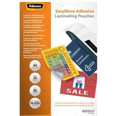 FOLIA LAMINACYJNA FELLOWES A4/80µm SAMOPRZYLEPNA 25szt