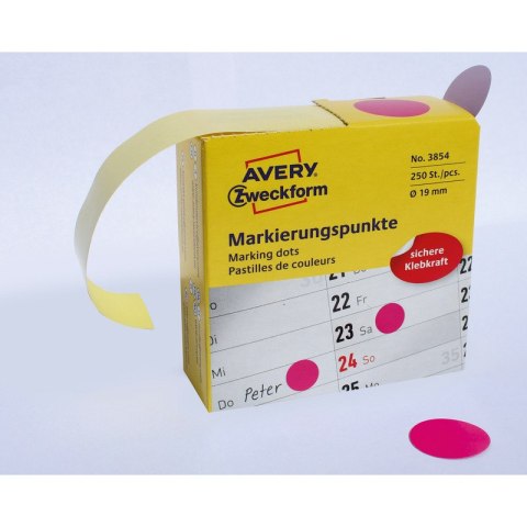 KÓŁKA AVERY śr.19mm TRWAŁE RÓŻOWE 250szt