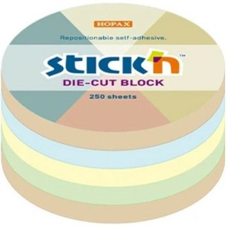 Karteczki Stick'n 67x67mm koło 4 kolory (250)