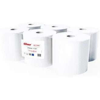 Ręcznik w rolce Cliver 130m 1w makulatura białe 6szt