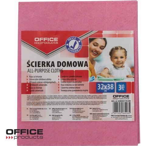 Ściereczki Office Products 32x38cm 70% wiskoza 3szt