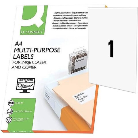Etykiety Q-Connect A4 210x297mm białe 100szt