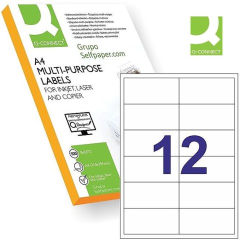 Etykiety Q-Connect A4 96.5x42.3mm białe 100szt