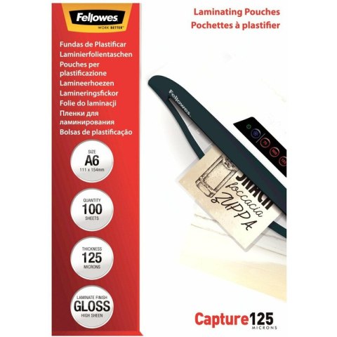 FOLIA LAMINACYJNA FELLOWES A6/125µM BŁYSZCZACA 100szt