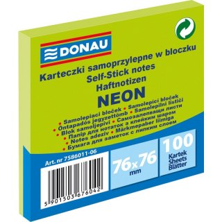 Karteczki Donau 76x76mm neon zielone (100)