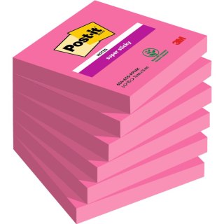 Karteczki Post-it Super Sticky 76x76mm (654-6SS-PNK) fuksja 90szt