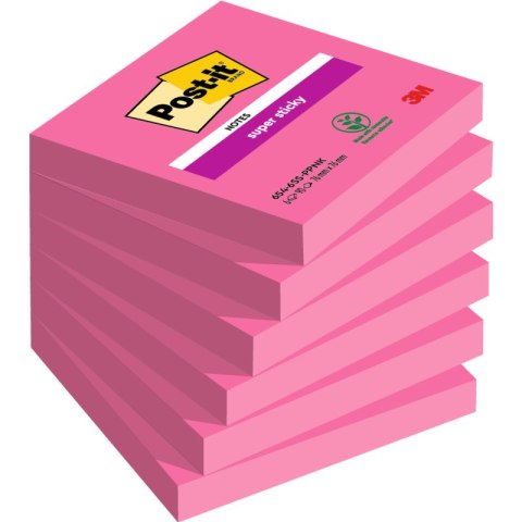 Karteczki Post-it Super Sticky 76x76mm (654-6SS-PNK) fuksja 90szt