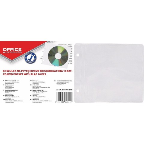 Koperty na płyty Office Products wpinane transparentne 10szt