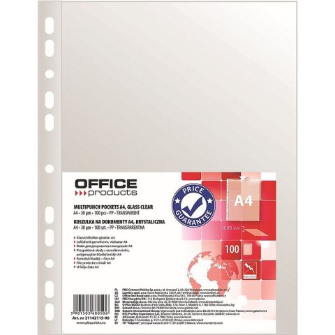 Koszulki Office Products A4/30µm krystaliczne 100szt