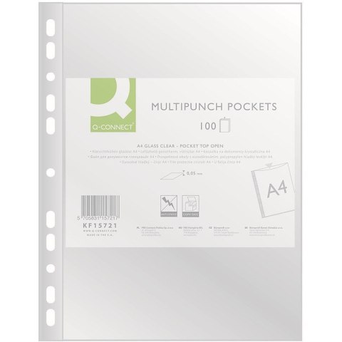 Koszulki Q-Connect A4/50µm krystaliczne 100szt
