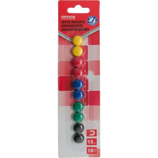 Magnesy do tablic Office Products śr.15mm mix kolorów (10)