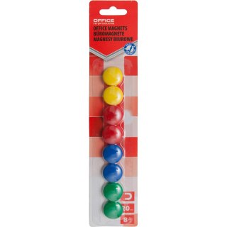 Magnesy do tablic Office Products śr.20mm mix kolorów 8szt