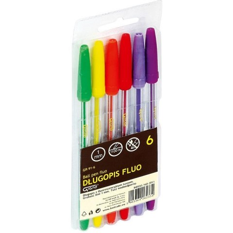 Długopisy Grand Fluo GR-91 6 kolorów