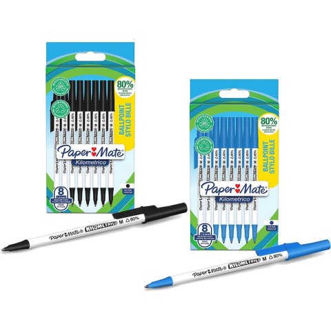 Długopisy Paper Mate Kilometrico M 1.0mm czarne 8szt