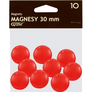 Magnesy do tablic Grand śr.30mm czerwone 10szt