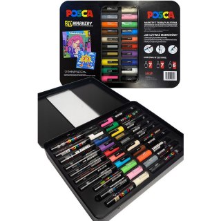 Markery z farbą plakatową Uni POSCA zestaw (20)