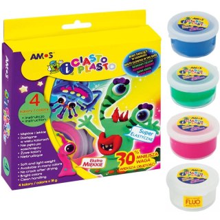 Masa plastyczna Amos Ciasto-Plasto 18g x4 kolory
