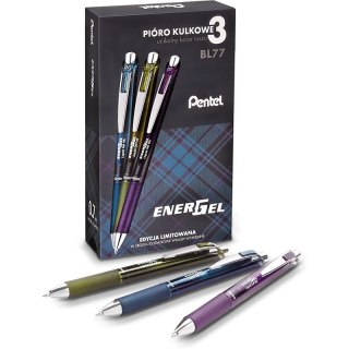 Pióra kulkowe Pentel EnerGel BL77 (+3 wkłady) (3+3